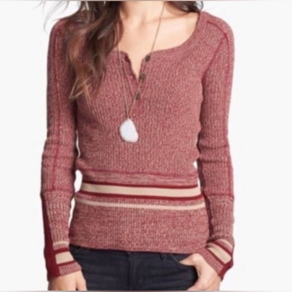 We the Free Sock Monkey Henley top size XS/S‎ y2k Gilmore Girls academia preppy